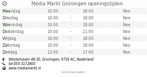 media markt winkel openingstijden.